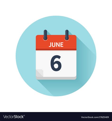 June 6 Flat Daily Calendar Icon Date And Vector Image