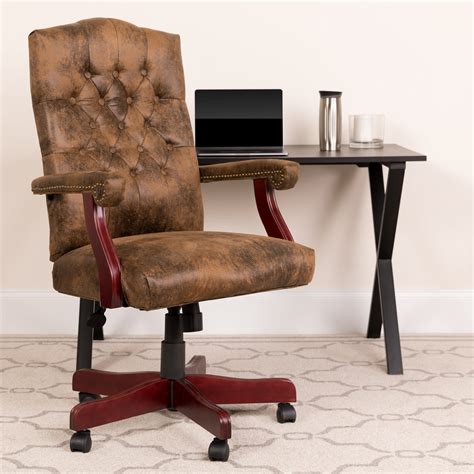 Flash Furniture Bomber Brown Classic Executive Swivel Office Chair With