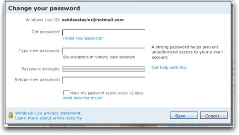 How Do I Change My Hotmail Password In Windows Live