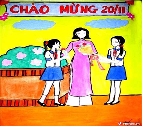 Tranh Vẽ Cô Giáo Và Học Sinh Thầy Giáo Và Học Sinh đẹp ý Nghĩa Vfovn