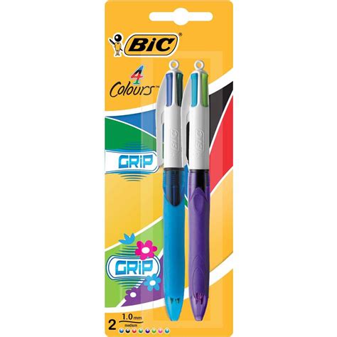 Bic 4 Colour Grip Ballpoint Pens Duo Pack Big W