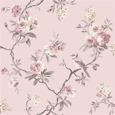 Chinoiserie Floral Wallpaper Pink (FD40766) - Wallpaper from I Love