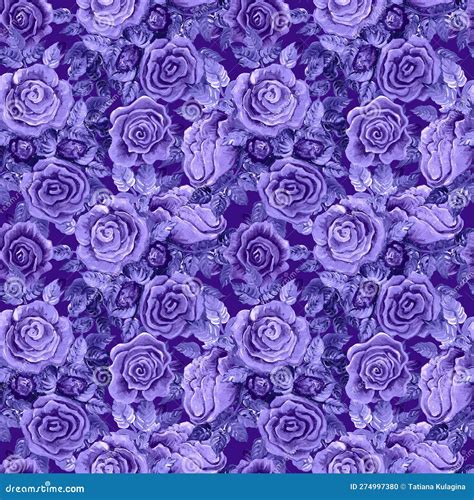 Seamless Blue Pattern With A Pattern Of Roses Stock Illustration