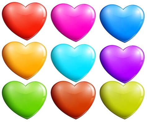 Corazones De Colores Vector Gratis