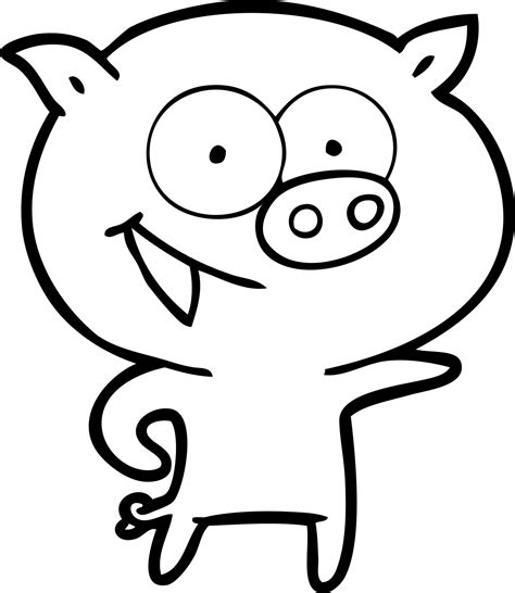 Cheerful Pig Cartoon 12472222 Vector Art At Vecteezy