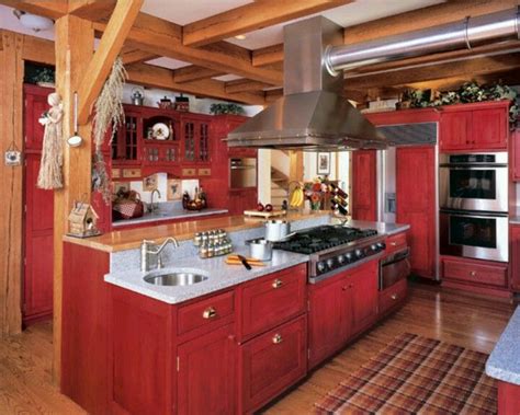Country Kitchen Country Kitchen Designs Red Kitchen Cabinets Red