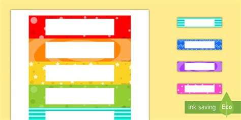 Editable Multicolored Labels Tray Labels Multicolored Editable