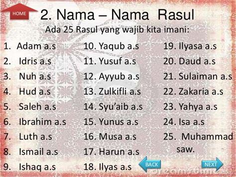 Nama Nama Rasul Nama Nama 25 Rasul Dalam Perjalanannya 25 Nabi Dan