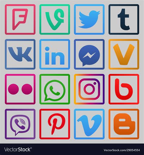 Set Social Media Icons Royalty Free Vector Image