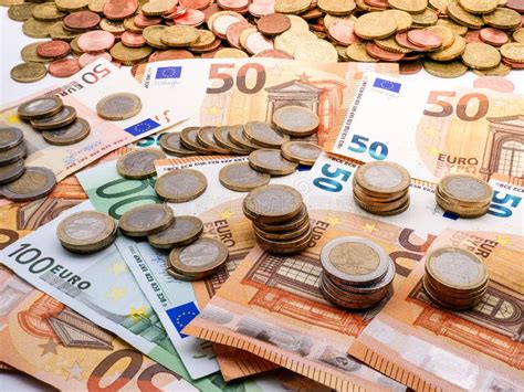 Image Of Euro Money In Coins And Bills Close Up Stock Photo Image Of