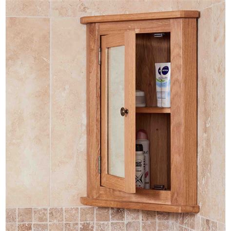 Mobel Bathroom 100 Solid Oak Mirrored Corner Wall Cabinet Roseland Furniture