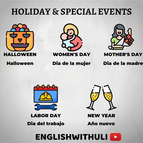 ¡dias Festivos Y Eventos Especiales En Englishwithuli Ingles English