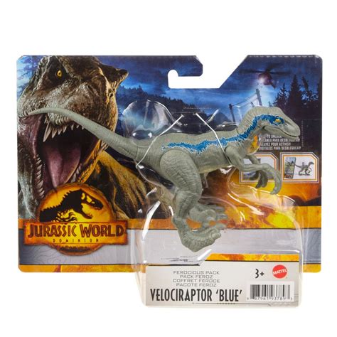 Mini Figura Articulada Jurassic World Dominion Velociraptor Blue Pacote Feroz Mattel
