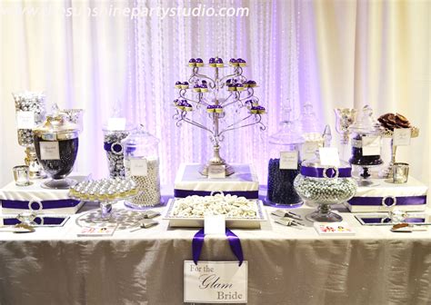 Purple And Silver Wedding Candy Buffet Tables Glam Wedding Look