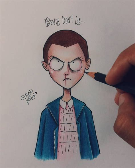 Tag me @cartooning4kids i'm on tiktok! Eleven from Stranger Things + Tim burton's Style @milliebobby_brown I want to draw some tv shows ...