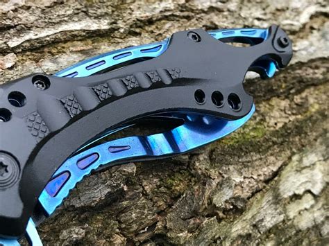 8 Mtech Usa Tactical Blue Titanium Pocket Knife Mt A705bl