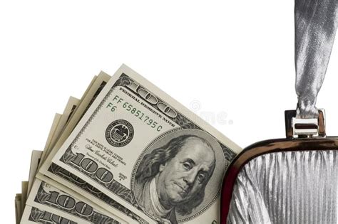 Dollar Bills In A Women Bag Stock Photo Image Of Large Number 4266114