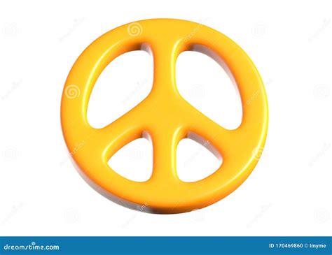3d Render Of Yellow Peace Sign On Isolated White Stock Illustration