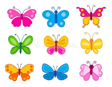 Set Of Colorful Butterflies Stock Vector Illustration Of Graphic