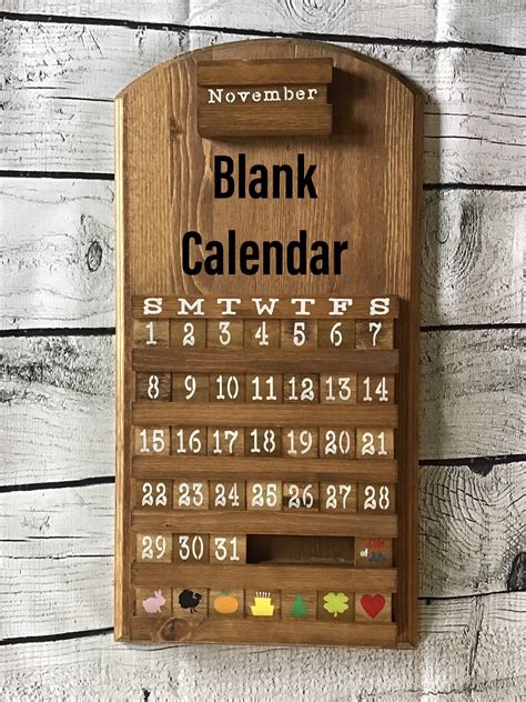 Home And Garden Everlasting Wooden Hanging Calendar Perpetual Reminder