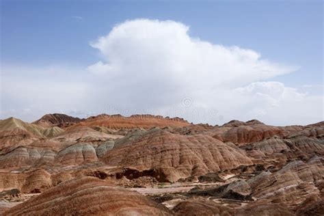 Clouds Over Colorful Danxia Landform In Zhangye City China Stock Photo