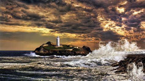 Lighthouse In An Angry Sea Hd Desktop Wallpaper Widescreen High