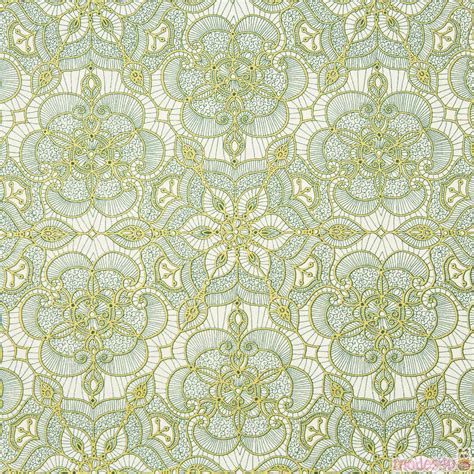 Green And Metallic Gold Quilting Treasures Lace Digitally Printed