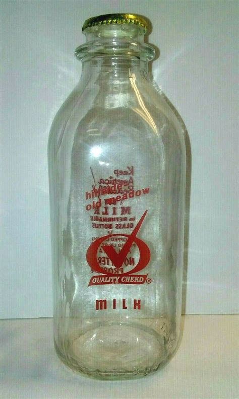 Vintage Glass Milk Bottle And Foil Lid One Quart Hillside Hillside