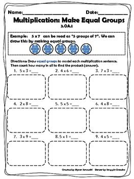 multiplication strategies make equal groups worksheet tpt