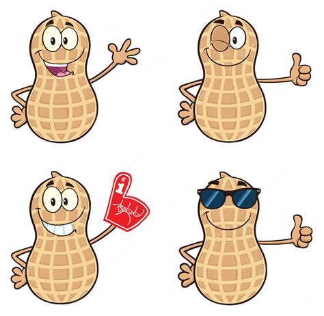 Premium Vector Funny Peanut Cartoon Mascot Character