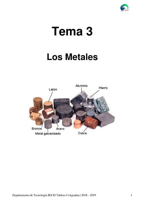 Tema 2o Eso Metales Tema 3 Los Metales Tabla De Contenido Los Metales
