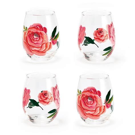 S 4 Roses Wine Glass Includes 2 Designs