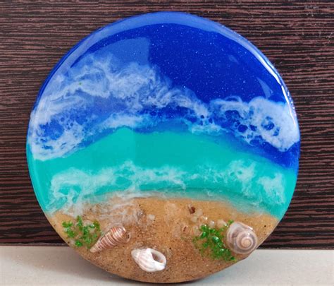 Made A Beach Themed Resin Coaster R Resinart