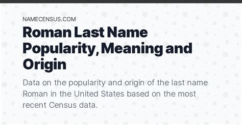 Roman Last Name Popularity Meaning And Origin