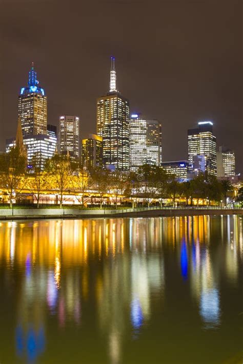 Melbourne Cityscape At Night Stock Photo Image Of State Outdoor