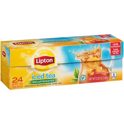 Iced tea mix made from real tea leaves no added sweeteners, preservatives, or colors; Lipton Decaffeinated Family Size Iced Tea Bags 24 Count ...