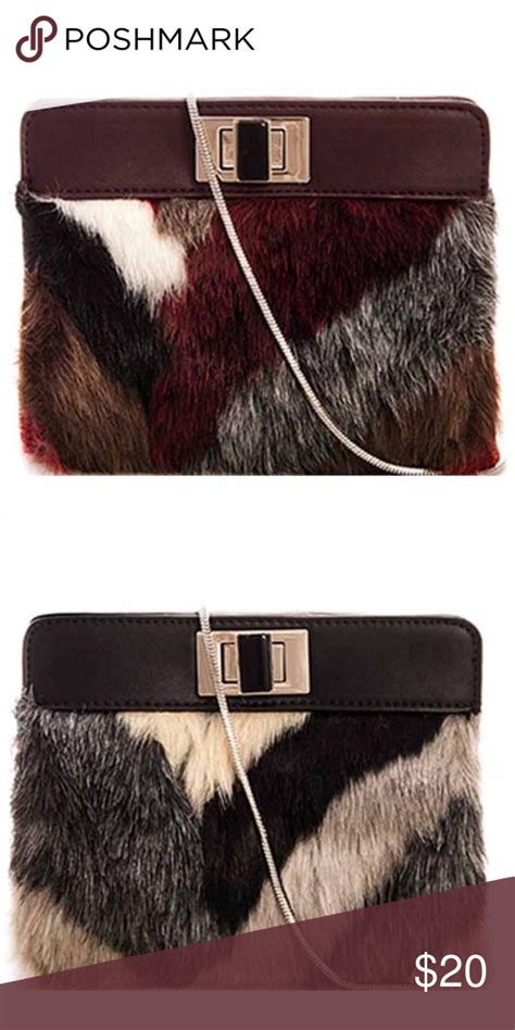 Elegant Faux Fur Clutch Smooth Textured Faux Leather