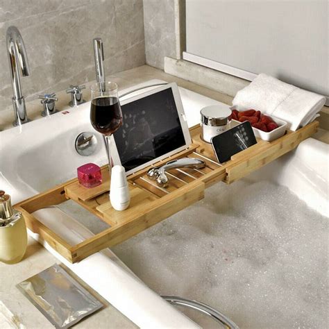 Adjustable Wooden Bath Traycaddy Oak And Bamboo By Air Armor