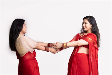 Two Beautiful Women In Red Saree Dancing Photos Nepal