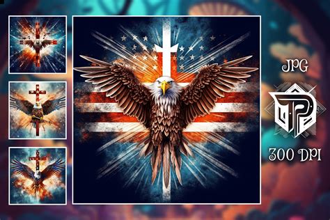 American Flag With Eagle And Cross Graphic By Mad Colours · Creative