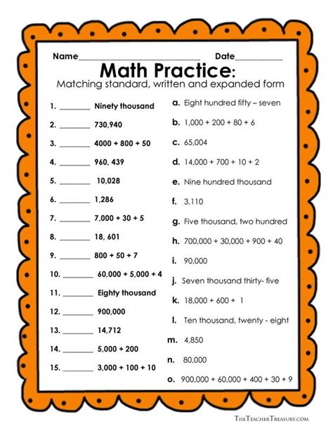 Reading And Writing Whole Numbers Worksheets For Grade 5