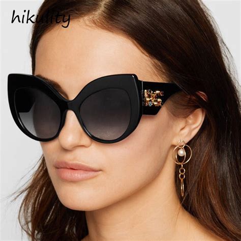 buy 89135 luxury diamond cat eye sunglasses women 2018 oversized shiny