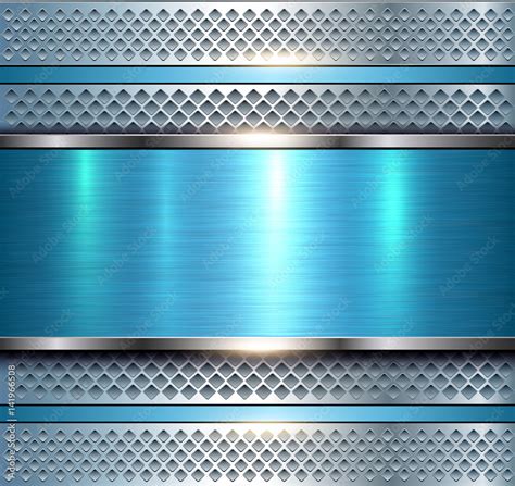 Background Metallic Silver With Blue Brushed Metal Texture Stock Vector