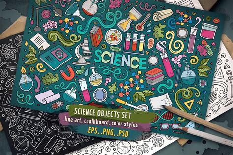 Science Objects And Elements Set Science Doodles Objects Design How