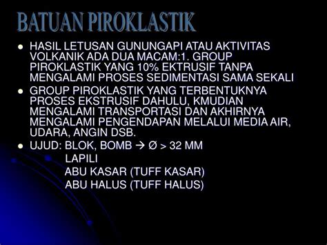 Riolit terbentuk dari pembekuan magma di dalam kerak bumi yang berasal dari letusan gunung berapi dan magma tersebut membeku di luar. PPT - BATUAN SEDIMEN PowerPoint Presentation - ID:3779739