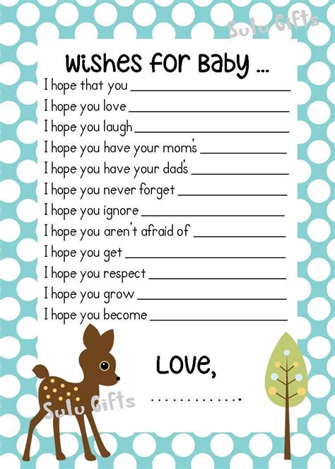 Baby Boy Baby Shower Game Wishes For Baby Advice Cards Instant