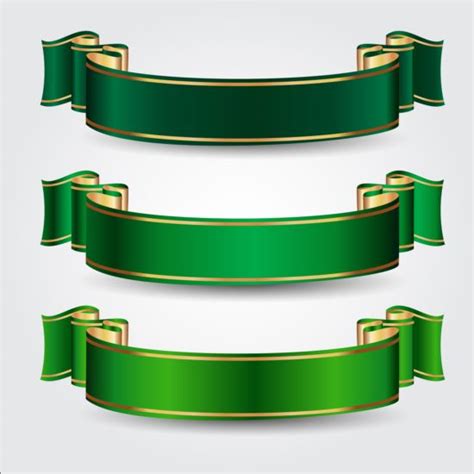 Green Ribbons Vectors Set Vector Ribbon Free Download