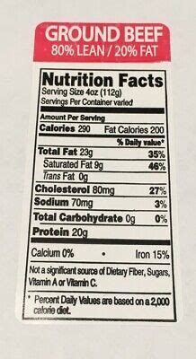 Ground Beef Meat Nutrition Nutrition Facts Sticker Roll Of