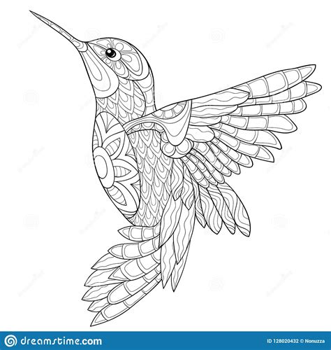 Adult Coloring Page,book A Bird Image For Relaxing. Stock Vector - Illustration of nature ...