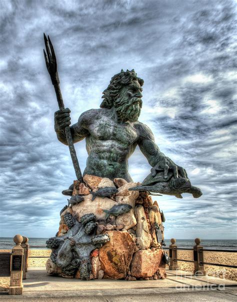 This statue stands at the front of neptune park, and depicts the mythological god neptune and is located at the entrance of neptune park on the virginia beach boardwalk at 31st street. King Of The Sea Virginia Beach Va